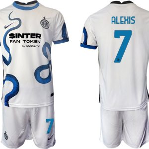 Inter Mailand Stadium Auswärtstrikot 2022 weiß/blau mit Aufdruck Alexis 7