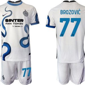 Inter Mailand Stadium Auswärtstrikot 2022 weiß/blau mit Aufdruck Brozović 77