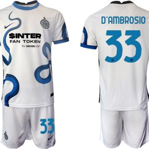 Inter Mailand Stadium Auswärtstrikot 2022 weiß/blau mit Aufdruck D’Ambrosio 33