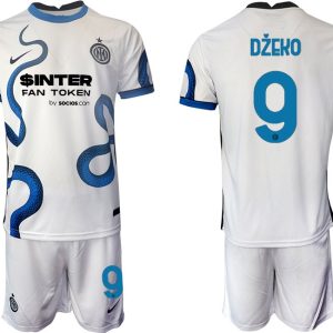 Inter Mailand Stadium Auswärtstrikot 2022 weiß/blau mit Aufdruck Džeko 9