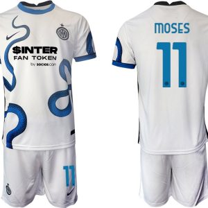 Inter Mailand Stadium Auswärtstrikot 2022 weiß/blau mit Aufdruck Moses 11