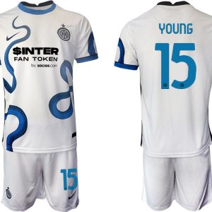 Inter Mailand Stadium Auswärtstrikot 2022 weiß/blau mit Aufdruck Young 15