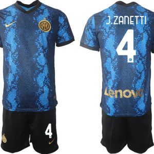 Javier Zanetti #4 Herren Inter Mailand Heimtrikot Trikotsatz Kurzarm + Kurze Hosen