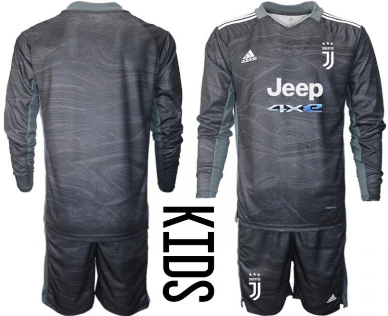 Juventus Kinder Torwart Trikot 21/22 Schwarz Trikotsatz Fußball-Fan-Trikots