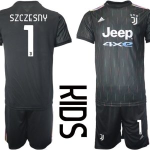 Juventus Turin Auswärtstrikot 2021/22 für Kinder schwarz mit Aufdruck Szczesny 1