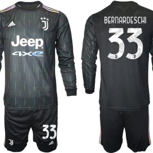 Juventus Turin Herren Auswärts Trikot 2021/22 schwarz/weiß mit Aufdruck Bernardeschi 33