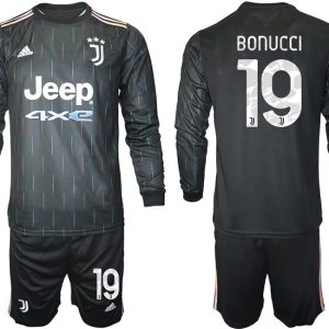 Juventus Turin Herren Auswärts Trikot 2021/22 schwarz/weiß mit Aufdruck Bonucci 19