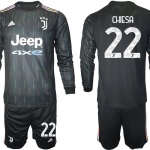 Juventus Turin Herren Auswärts Trikot 2021/22 schwarz/weiß mit Aufdruck Chiesa 22