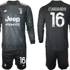 Juventus Turin Herren Auswärts Trikot 2021/22 schwarz/weiß mit Aufdruck Cuadrado 16