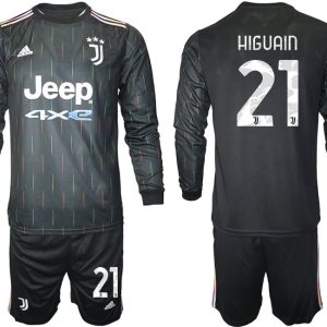 Juventus Turin Herren Auswärts Trikot 2021/22 schwarz/weiß mit Aufdruck Higuain 21