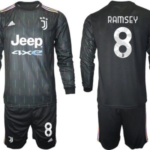 Juventus Turin Herren Auswärts Trikot 2021/22 schwarz/weiß mit Aufdruck Ramsey 8