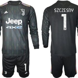 Juventus Turin Herren Auswärtstrikot 2021/22 schwarz/weiß mit Aufdruck Szczesny 1