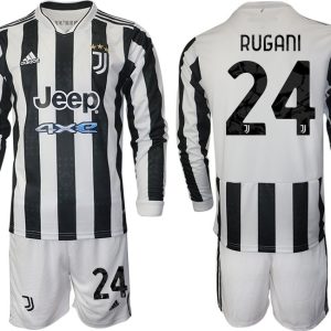 Juventus Turin Rugani 24# Herren 2022 Fußballtrikots weiß/schwarz + Kurze Hosen