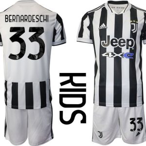 Kinder Fußball Trikot Juventus Turin Heimtrikot 2021/22 mit Aufdruck Bernardeschi 33