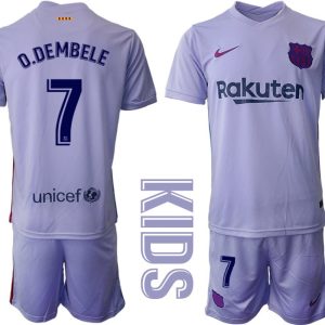 Kinder Fußballtrikot FC Barcelona 2021/22 Auswärts Trikot mit Aufdruck O.Dembele 7