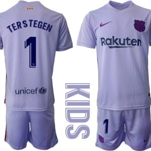 Kinder Fußballtrikot FC Barcelona 2021/22 Auswärts Trikot mit Aufdruck Ter Stegen 1