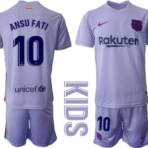 Kinder Fußballtrikot FC Barcelona 2021/22 Trikot Away mit Aufdruck ANSU FATI 10