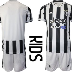 Kinder Home Fußball Trikot Juventus Turin Heimtrikot 2021/22 Weiss/Schwarz