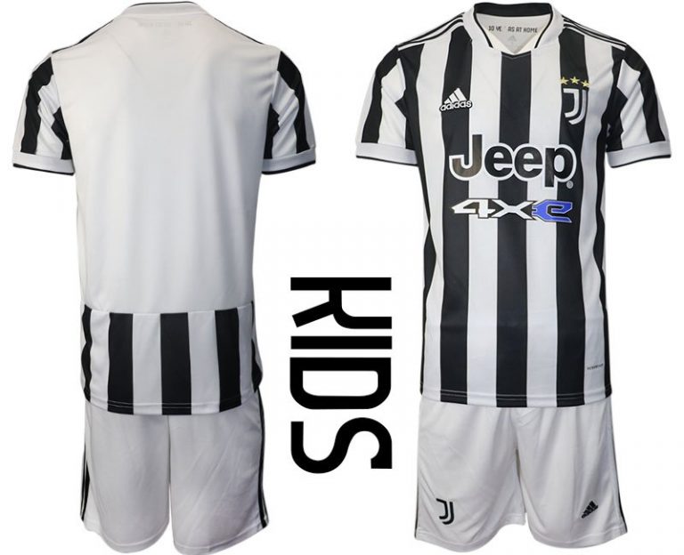 Kinder Home Fußball Trikot Juventus Turin Heimtrikot 2021/22 Weiss/Schwarz