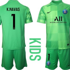 Kinder Paris Saint Germain PSG Torwarttrikot grün mit Aufdruck K.Navas 1