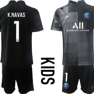 Kinder Paris Saint Germain PSG Torwarttrikot schwarz mit Aufdruck K.Navas 1