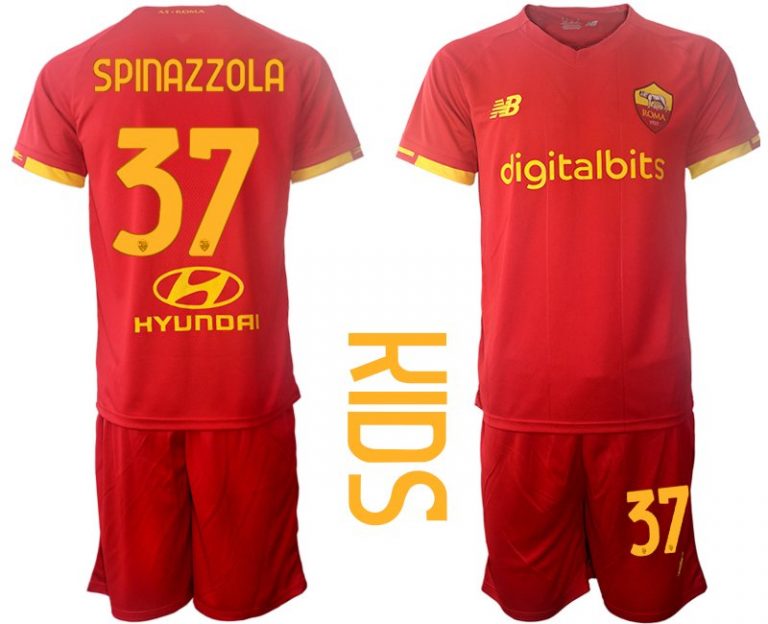 Kindertrikot AS Roma Heim Trikot 2022 rot für Kinder SPINAZZOLA 37