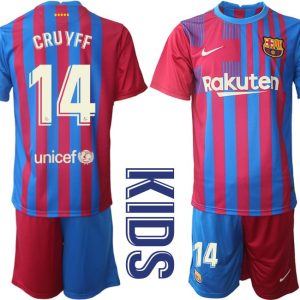 Kindertrikot FC Barcelona 2021/22 Heim Trikotsatz Blau Rot mit Aufdruck CRUYFF 14