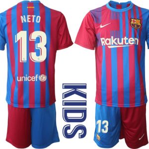 Kindertrikot FC Barcelona 2021/22 Heim Trikotsatz Blau Rot mit Aufdruck NETO 13