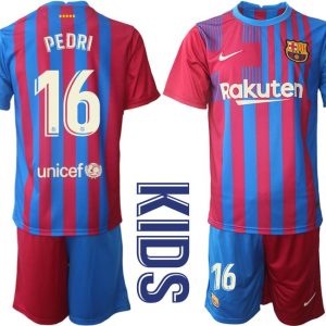 Kindertrikot FC Barcelona 2021/22 Heim Trikotsatz Blau Rot mit Aufdruck PEDRI 16