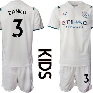 Kindertrikot Manchester City 2022 Auswärtstrikot weiß für Kinder Danilo 3