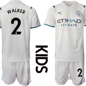 Kindertrikot Manchester City 2022 Auswärtstrikot weiß für Kinder Walker 2