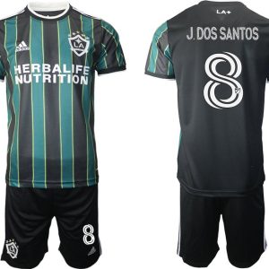 LA Galaxy 2021/2022 Away Jersey Black Green With J.Dos Santos 8 Printing