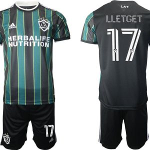 LA Galaxy 2021/22 Away Jersey Black Green With Lletget 17 Printing