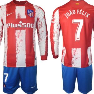 Langarm Fußballtrikots Atlético Madrid 2022 Heimtrikot mit Aufdruck João Félix 7