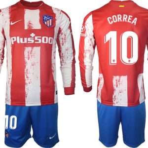 Langarm Trikots günstig kaufen Atlético Madrid 2022 Heimtrikot mit Aufdruck CORREA 10