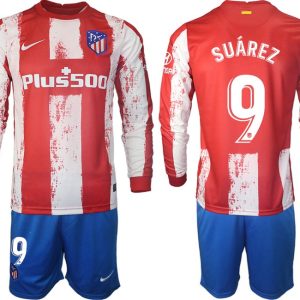 Langarm Trikots günstig kaufen Atlético Madrid 2022 Heimtrikot mit Aufdruck Suárez 9