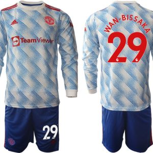 Langarmtrikot Manchester United Auswärtstrikot 2021/22 Trikotsatz mit Aufdruck Wan-Bissaka 29