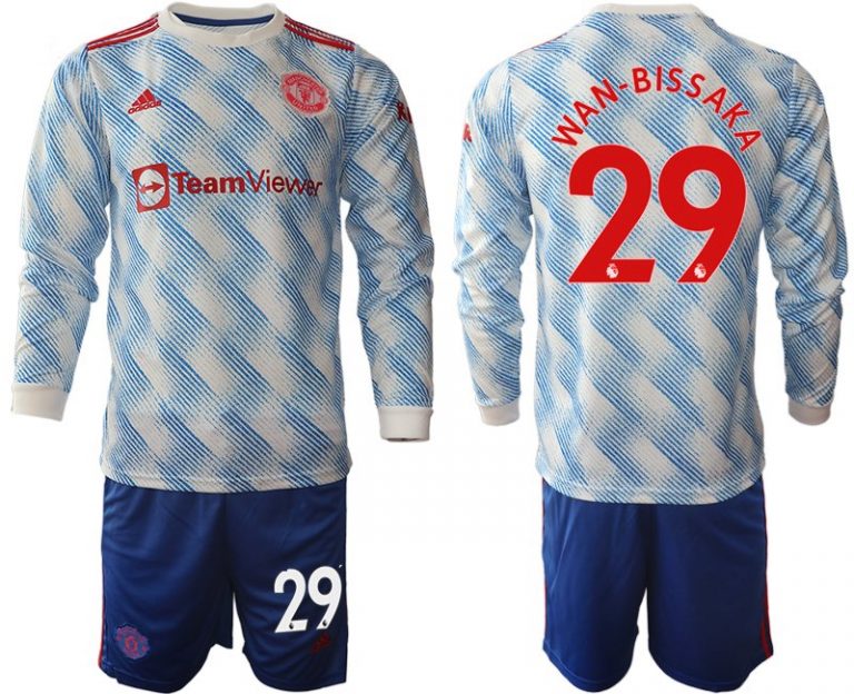 Langarmtrikot Manchester United Auswärtstrikot 2021/22 Trikotsatz mit Aufdruck Wan-Bissaka 29