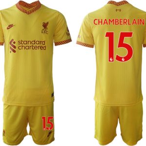 Liverpool FC Ausweichtrikot 2021/22 gelb-rot Fußball Trikotsatz Chamberlain 15