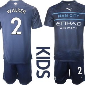 Manchester City Ausweichtrikot 2021/22 Dunkelblau Trikotsatz Für Kinder Walker 2