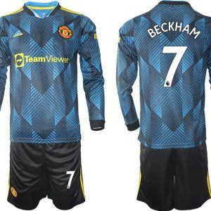 Manchester United Ausweichtrikot 2021/22 Langarm Trikotsatz mit Aufdruck Beckham 7