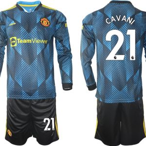 Manchester United Ausweichtrikot 2021/22 Langarm Trikotsatz mit Aufdruck Cavani 21