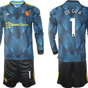 Manchester United Ausweichtrikot 2021/22 Langarm Trikotsatz mit Aufdruck DE GEA 1