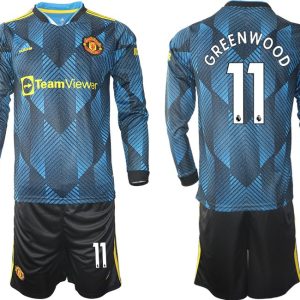 Manchester United Ausweichtrikot 2021/22 Langarm Trikotsatz mit Aufdruck Greenwood 11