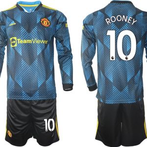 Manchester United Ausweichtrikot 2021/22 Langarm Trikotsatz mit Aufdruck ROONEY 10