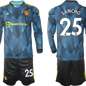 Manchester United Ausweichtrikot 2021/22 Langarm Trikotsatz mit Aufdruck Sancho 25