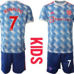 Manchester United Trikot Away Kinder 2022 mit Aufdruck Ronaldo 7