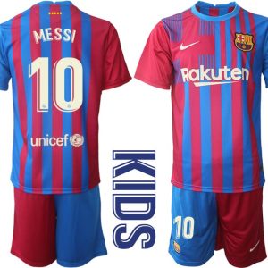 MESSI 10 Fussballtrikot FC Barcelona 2021/22 Heim Trikotsatz blau rot für Kinder