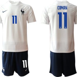 Nationalteams Frankreich Trikot Away EM 2022 weiß dunkelblau mit Aufdruck Coman 11