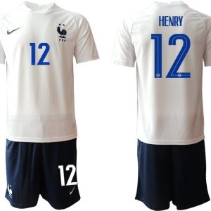 Nationalteams Frankreich Trikot Away EM 2022 weiß dunkelblau mit Aufdruck Henry 12